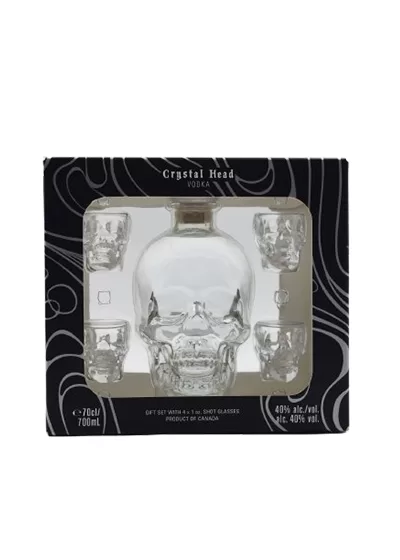 Crystal Head Vodka Glass Gift (4 Shot Glasses) 700ml Crystal Head Vodka Glass Gift (4 Shot Glasses) 700ml